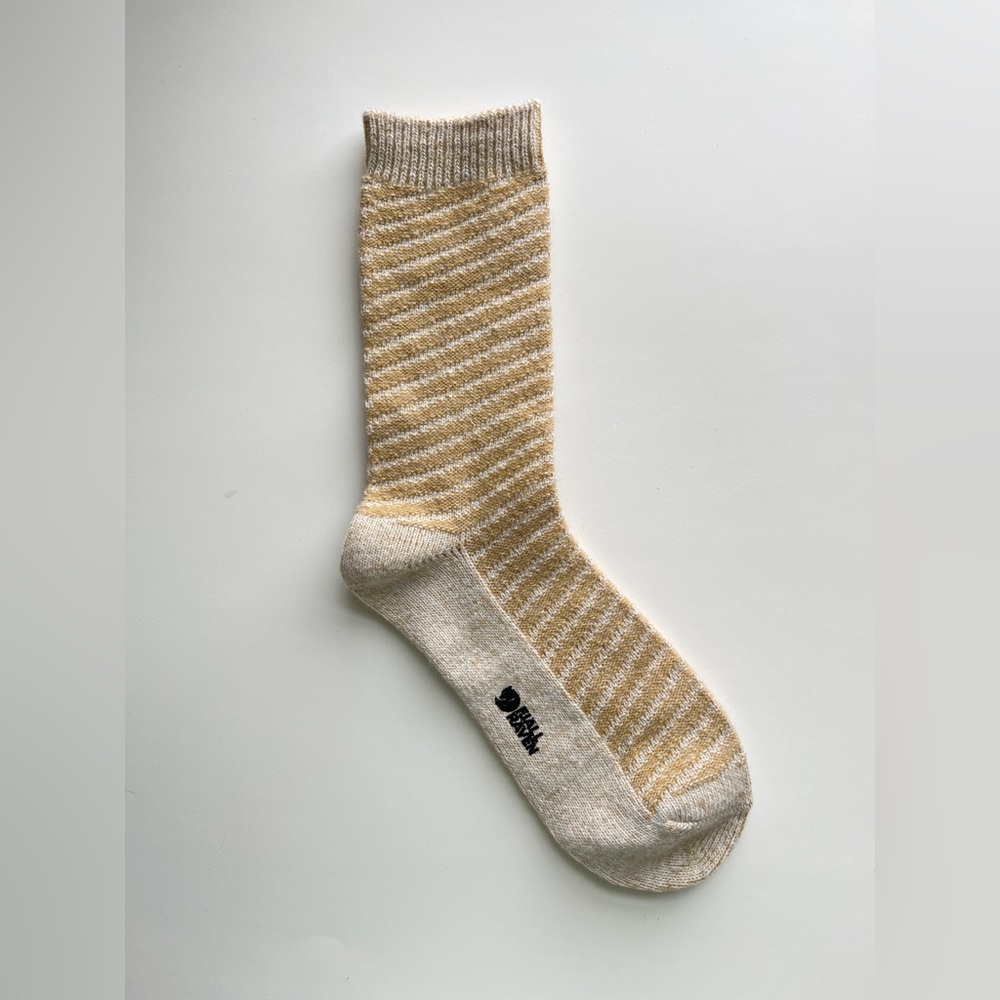 Fjallraven Tan and Cream Striped Women's Wool Socks
